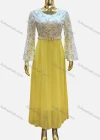 Wholesale Women's Casual Round Neck Bell Sleeve Floral Print Maxi Dress With Belt - Liuhuamall