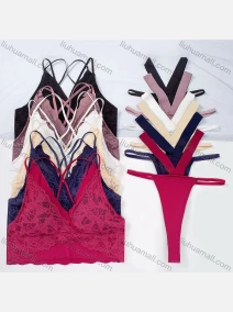 Wholesale Women's Sexy Longline Bra & Thongs Lingerie Set 185#, LIUHUA CLOTHING WHOLESALE