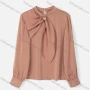 Wholesale Women's Causal Mock Neck Long Sleeve Tie Front Blouse preview