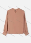 Wholesale Women's Causal Mock Neck Long Sleeve Tie Front Blouse - Liuhuamall