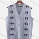 Wholesale Men's Casual Sleeveless Argyle Print Button Down Knit Sweater Vests Light Gray Clothing Wholesale Market Liuhua
