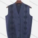 Wholesale Men's Casual Sleeveless Argyle Print Button Down Knit Sweater Vests Midnight blue Clothing Wholesale Market Liuhua
