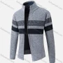 Wholesale Men's Casual Long Sleeve Full Zip Striped Chunky Knit Jacket preview