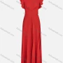 Wholesale Women's Casual Crew Neck Ruffle Sleeve Pleated Maxi Dress preview