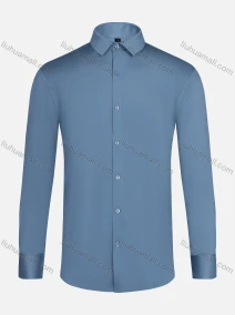 Wholesale Men's Formal Collared Plain Button Down Long Sleeve Curved Hem Shirt 5#, LIUHUA CLOTHING WHOLESALE