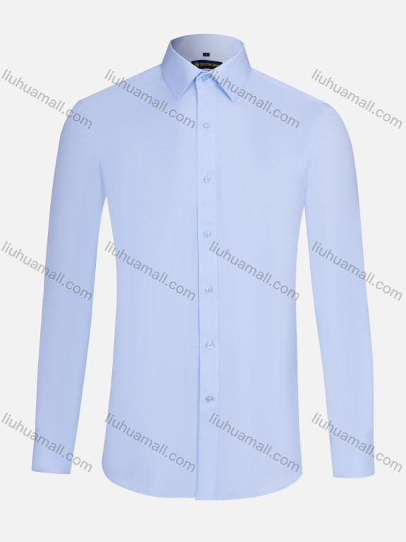 Wholesale Men's Formal Collared Plain Button Down Long Sleeve Curved Hem Shirt 718-5#