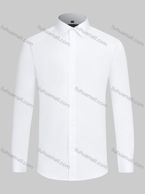 Wholesale Men's Formal Collared Plain Button Down Long Sleeve Curved Hem Shirt 718-6#