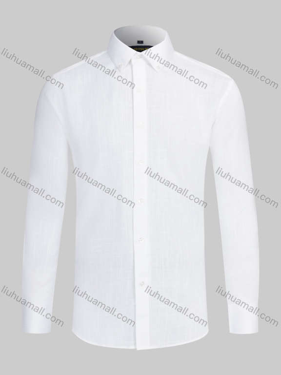 Wholesale Men's Formal Collared Plain Button Down Long Sleeve Curved Hem Shirt 771-1#