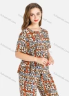 Wholesale Women's Baroque Leopard Print Short Sleeve Top With Cropped Pants Set - Liuhuamall
