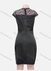 Wholesale Women's Plain Lace Appliques Guipure Lace V Neck Zip Back Short Dress - Liuhuamall