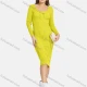 Wholesale Women's Elegant Long Sleeve Scoop Neck Cross Ribbed Pencil Knit Knee Length Dress 2195# C621# Clothing Wholesale Market Liuhua
