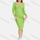 Wholesale Women's Elegant Long Sleeve Scoop Neck Cross Ribbed Pencil Knit Knee Length Dress 2195# C627# Clothing Wholesale Market Liuhua