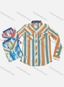 Wholesale Men's Causal Collared Long Sleeve Button Down Striped Shirt, LIUHUA CLOTHING WHOLESALE