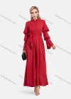 Wholesale Women's Elegant Layered Sleeve Floral Embroidery Mandarin Collar Maxi Dress With Belt - Liuhuamall