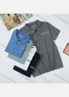 Wholesale Men's Casual Letter Print Short Sleeve Button Front Polo Shirt - Liuhuamall