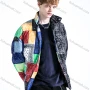 Wholesale Men's Fashion Long Sleeve Stand Collar Splicing Paisley Print Puffer Coat 902# preview