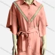 Wholesale Women's Vintage Drop Shoulder Collared Embroidery Trim Shirt Dress 1# Clothing Wholesale Market Liuhua