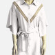 Women's Vintage Drop Shoulder Collared Embroidery Trim Shirt Dress 2# Clothing Wholesale Market -LIUHUA