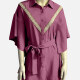 Women's Vintage Drop Shoulder Collared Embroidery Trim Shirt Dress 11# Clothing Wholesale Market -LIUHUA