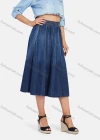 Wholesale Women's Ombre Comfy Elastic Closure Swiss Dot Print Midi Denim Skirt - Liuhuamall