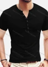 Wholesale Men's Casual Silm Fit Short Sleeve Plain Henley Shirt - Liuhuamall