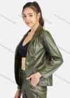 Wholesale Women's Casual Plain Patch Pockets Leather Jacket & Pant 2-Piece Set 9169-1# - Liuhuamall