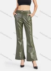 Wholesale Women's Casual Plain Patch Pockets Leather Jacket & Pant 2-Piece Set 9169-1# - Liuhuamall