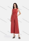 Wholesale Women's Elegant Plain Round Neck Guipure Lace Appliques Embroidery Wide Leg Jumpsuit - Liuhuamall