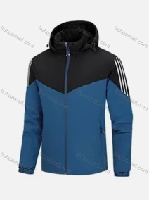 Wholesale Men's Sporty Stand Collar Striped Stiching Color Hooded Jacket, LIUHUA CLOTHING WHOLESALE