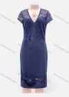 Wholesale Women's Plain Lace Appliques Guipure Lace V Neck Zip Back Short Dress - Liuhuamall