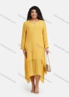Wholesale Women's Plus Size Linen Long Sleeve Plain Layered Hem Cozy Midi Casual Dress - Liuhuamall