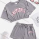 Wholesale Girls Casual Letter Crop Top & Elastic Waist Drawstring Hot Shorts Set Pink Clothing Wholesale Market Liuhua