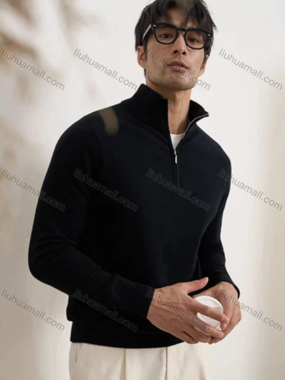 Wholesale Oscar factory casual men's stand-up collar knitted cardigan sweater, comfortable soft fabric, zippered jacket