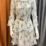 Wholesale Women's Round-neck 3/4 Sleeve Ruffle Short Dress With Belted AL21038# preview