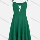 Wholesale Women's Boho Hollow Out Plain Pleated Cami Dress Green Guangzhou Clothing Wholesale Market & Suppliers -LIUHUAMALL