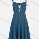 Wholesale Women's Boho Hollow Out Plain Pleated Cami Dress Blue Guangzhou Clothing Wholesale Market & Suppliers -LIUHUAMALL