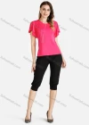 Wholesale Women's Petal Sleeve Keyhole Neck Casual Top - Liuhuamall
