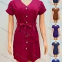 Wholesale Women's Casual V Neck Short Sleeve Plain Patch Pockets Short Dress preview