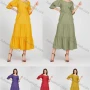 Wholesale Women's Casual Square Neck Plain Half Sleeve Midi Layered Dress X907# preview
