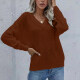 Women Plain V Neck Long Sleeve Pullover Sweater A727 Clothing Wholesale Market -LIUHUA