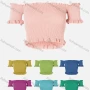 Wholesale Women's Off Shoulder Ruffle Trims Rib-Knit Crop Top preview