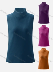 Wholesale Women's Rolled Neck Sleeveless Rib-Knit Top, LIUHUA CLOTHING WHOLESALE