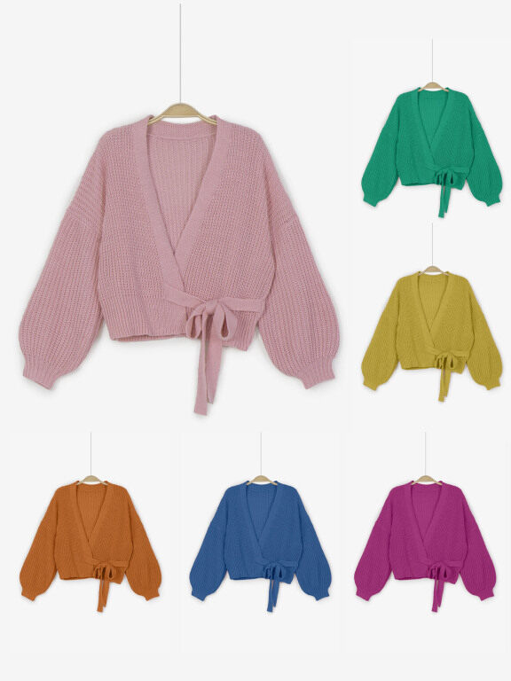 Women's Casual Lantern Plain Sweater Cardigan, Clothing Wholesale Market -LIUHUA, WOMEN, Sweaters-Knits