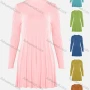 Wholesale Women's Round Neck Long Sleeve Pleated Short Sweater Dress preview