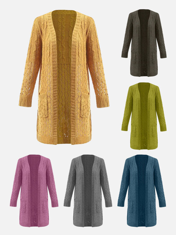 Women's Casual Cable Knit Long Sleeve Sweater Cardigan, Clothing Wholesale Market -LIUHUA, WOMEN, Sweaters