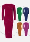 Wholesale Women's 2-Piece Round Neck Long Sleeve Top & Bodycon Skirt Plain Sets - Liuhuamall