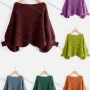 Wholesale Women's Plain Loose Fit Lantern Sleeve Hollow Out Sweater preview