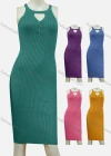 Wholesale Women's Casual Ruched Plain Hollow Out Halter Dress - Liuhuamall