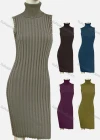 Wholesale Women's Casual High Neck Sleeveless Sequin Plain Dress - Liuhuamall