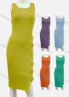 Wholesale Women's Casual Square Neck Button Decor Tank Dress - Liuhuamall